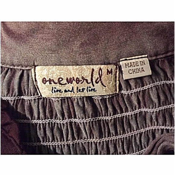 ONE WORLD Sz M Bohemian Tie Dye Blouse Cap Sleeves - Picture 3 of 4